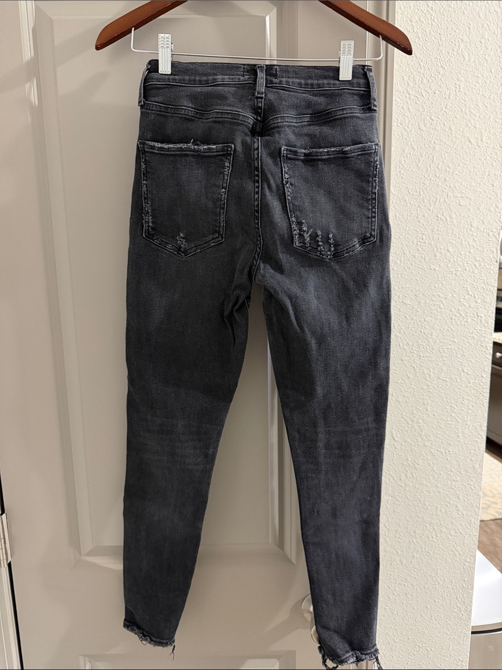 Agolde Sophie High Rise Skinny Crop cropped distress ankle black gray jeans 27 - Picture 4 of 10
